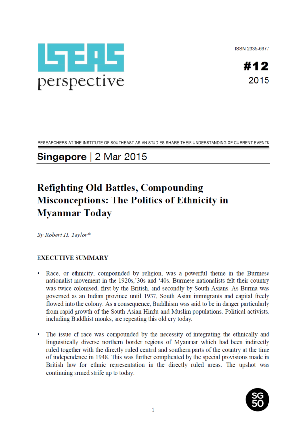 Misconceptions: The Politics of Ethnicity in Myanmar Today
